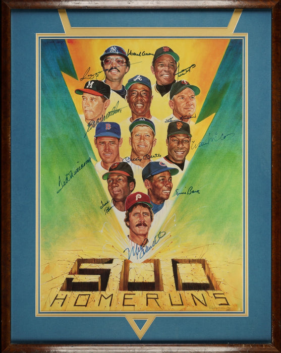 500 Home Run Club Signed Large Photo Litho Mickey Mantle Ted Williams JSA COA