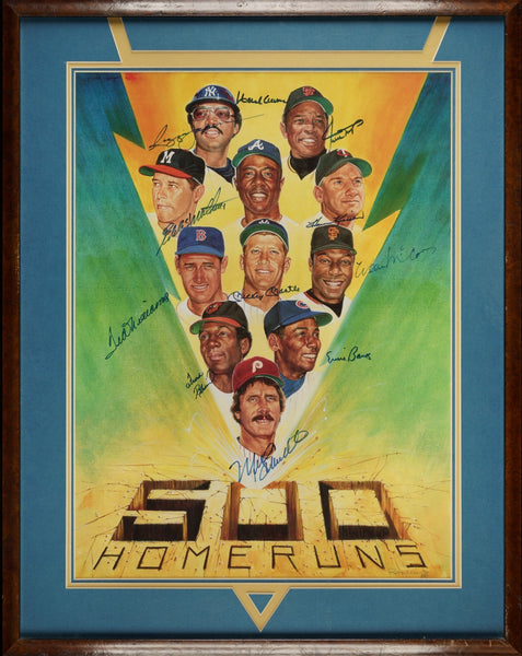 500 Home Run Club Signed Large Photo Litho Mickey Mantle Ted Williams JSA COA