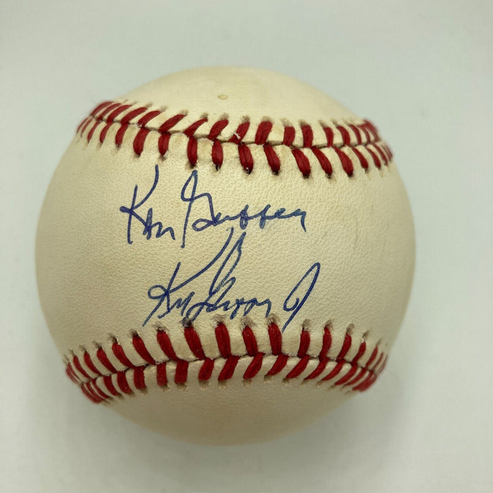 Ken Griffey Jr. & Ken Griffey Sr. Signed American League Baseball JSA COA