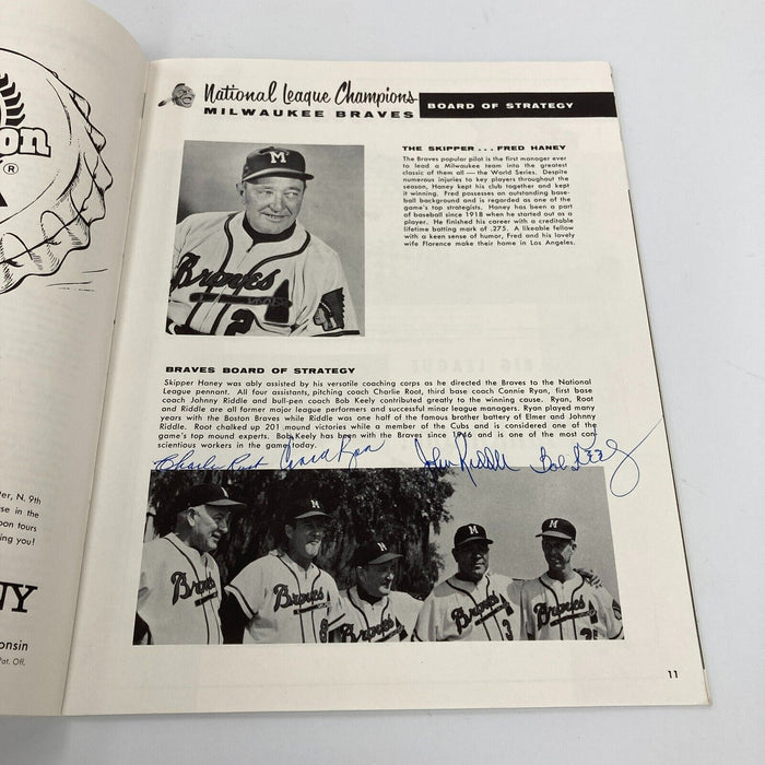The Finest 1957 Milwaukee Braves World Series Champs Team Signed Program JSA COA