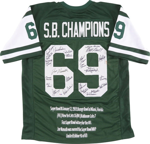 1969 New York Jets Super Bowl Champs Team Signed Jersey Joe Namath PSA DNA COA