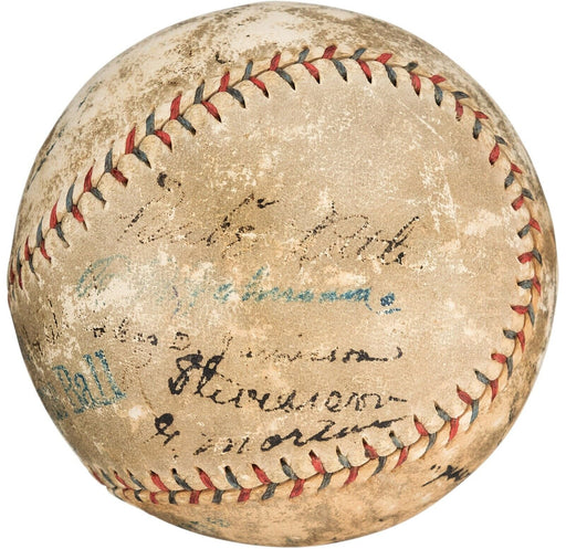 1920 Cleveland Indians WS Champs Team Signed Baseball Ray Chapman Babe Ruth PSA