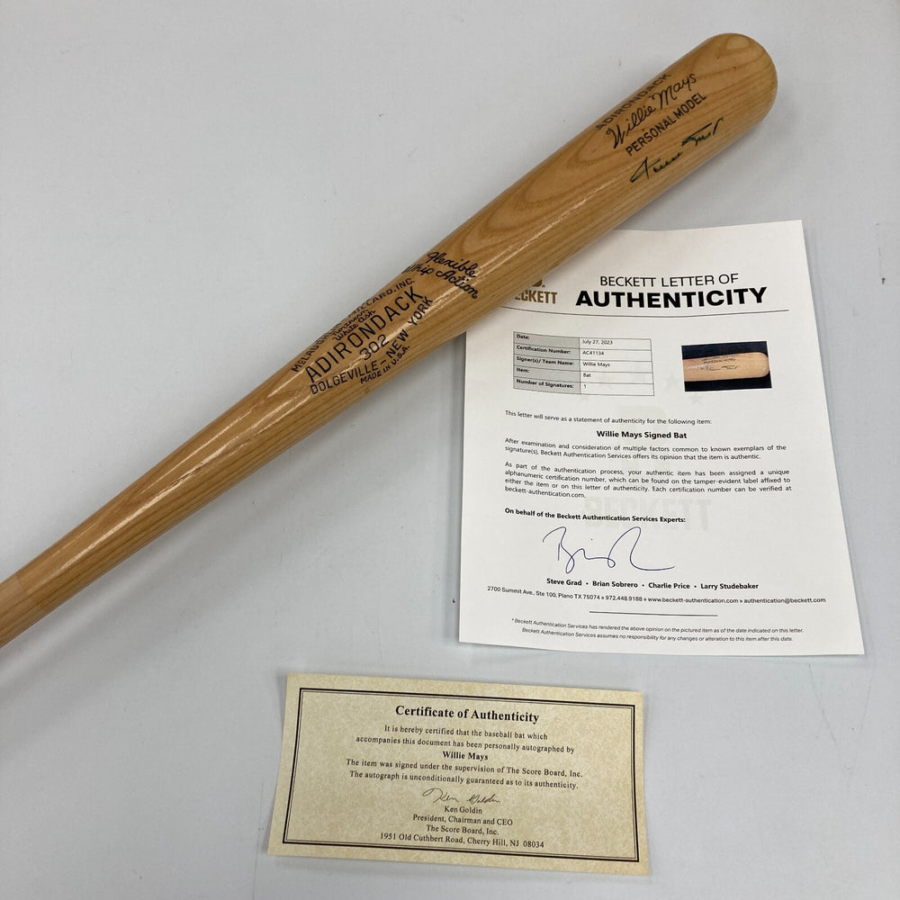 Willie Mays Signed Adirondack Game Model Baseball Bat Beckett COA