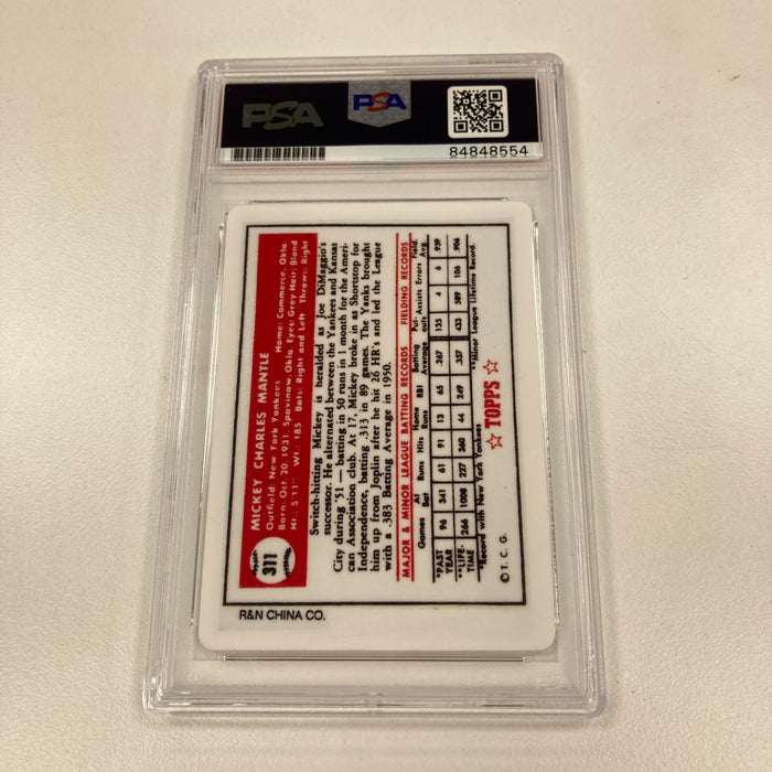 1952 Topps Mickey Mantle Signed Porcelain Baseball Card RC PSA DNA Certified