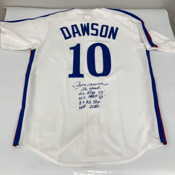 Andre Dawson Signed Heavily Inscribed STATS Montreal Expos Authentic Jersey PSA