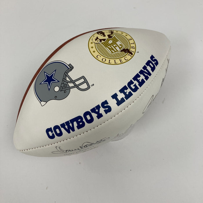 Dallas Cowboys Legends Signed Football Tom Landry Roger Staubach JSA COA