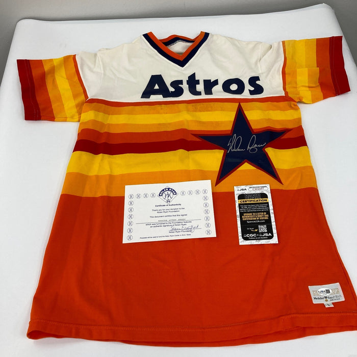 Nolan Ryan Signed Houston Astros Vintage 1970's Sand-Knit Jersey JSA COA