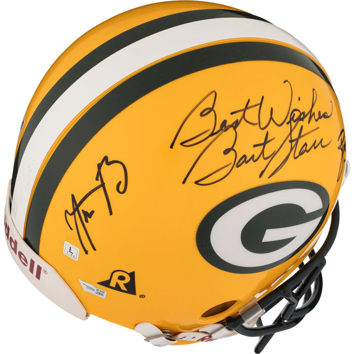 Bart Starr Brett Favre & Aaron Rodgers Signed Green Bay Packers Helmet Beckett