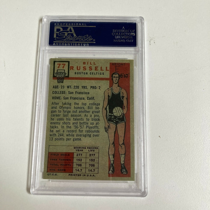 1957 Topps #77 Bill Russell Signed Autographed RP Rookie Card RC PSA DNA