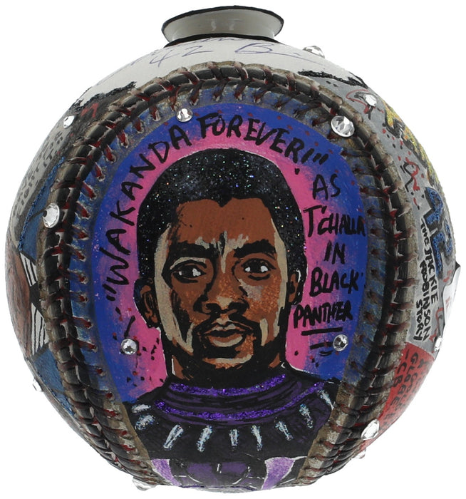 Chadwick Boseman Signed Charles Fazzino Jackie Robinson Pop Art Baseball PSA DNA