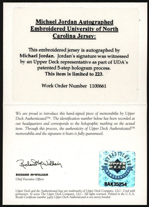 Michael Jordan Signed Nike North Carolina Tar Heels Jersey UDA Upper Deck COA