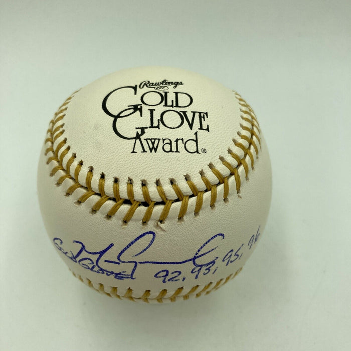 Beautiful Mark Grace Gold Glove 92,93,95,96 Signed Gold Glove Baseball JSA COA