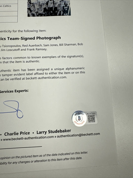 1958-59 Boston Celtics NBA Champs Team Signed 18x24 Photo Bill Russell Beckett