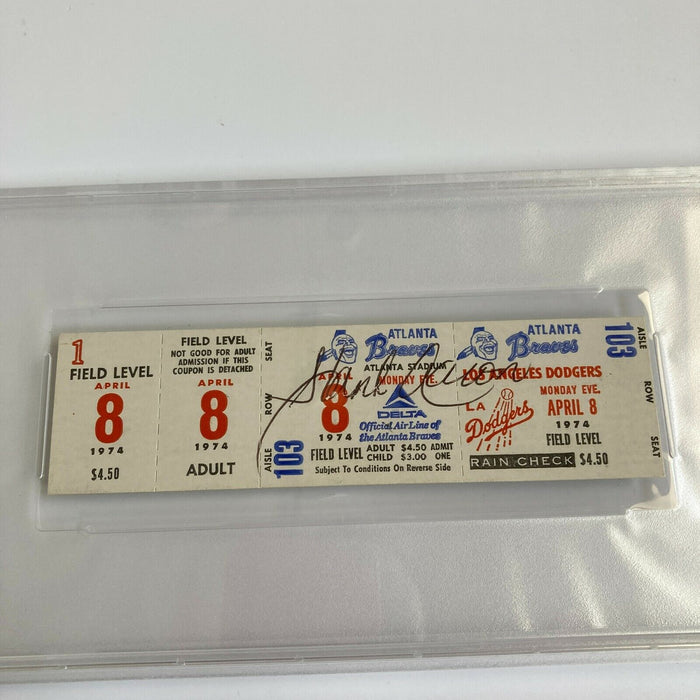 Hank Aaron Signed Original 715th Home Run Full Ticket 4-8-1974 PSA DNA