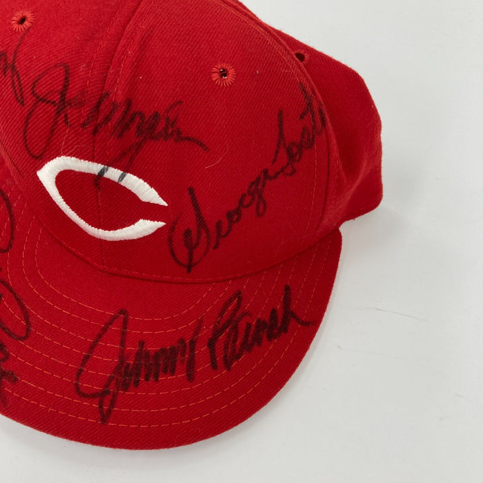 Pete Rose Johnny Bench Joe Morgan Big Red Machine Cincinnati Reds Signed Hat JSA