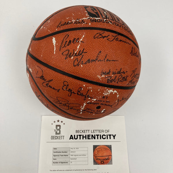Michael Jordan Wilt Chamberlain Hall Of Fame Multi Signed Basketball Beckett COA