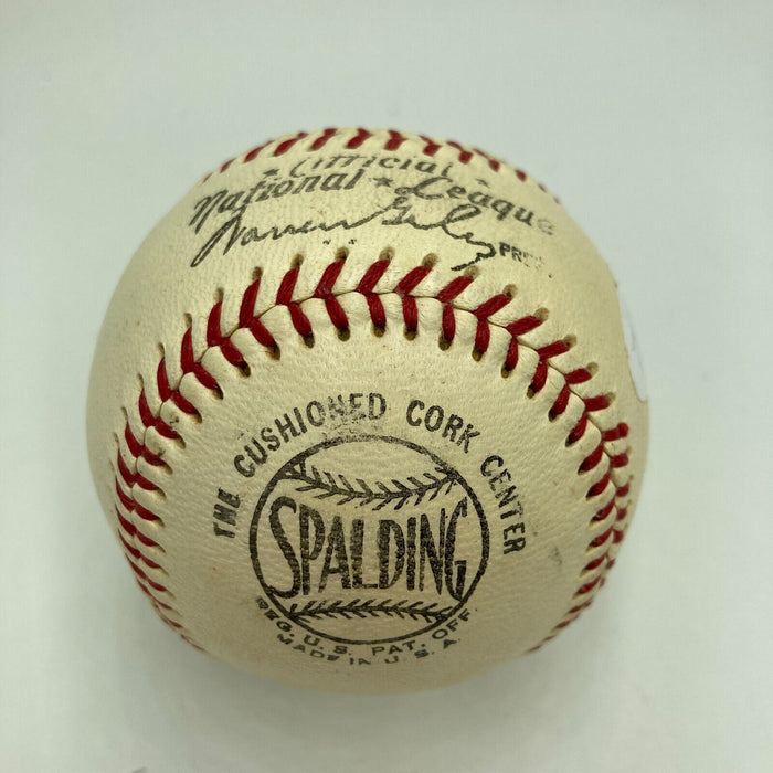 Beautiful 1950's Leo Durocher Signed National League Giles Baseball JSA COA