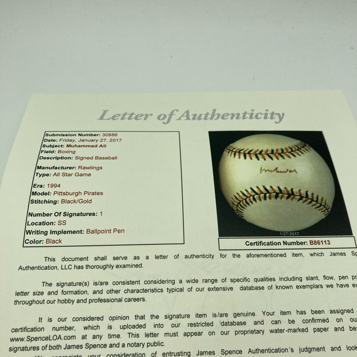 Muhammad Ali Single Signed 1994 All Star Game Baseball JSA COA