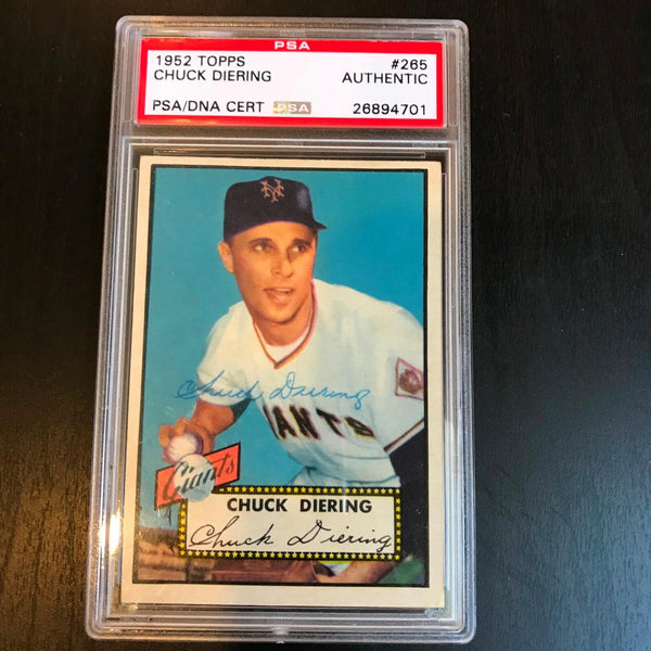 Nice 1952 Topps #265 Chuck Diering Signed Autographed Baseball Card PSA DNA COA