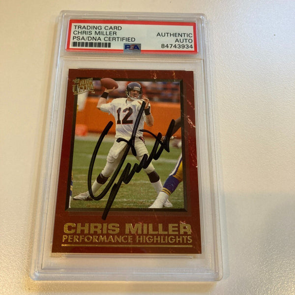 Rare 1992 Fleer Ultra Chris Miller Signed Promo Card With Fleer Stamp PSA DNA