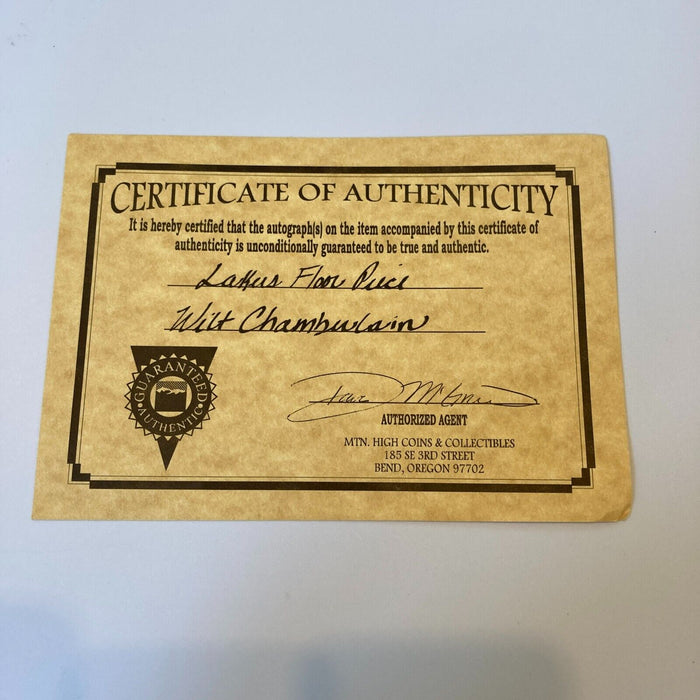 Wilt Chamberlain Signed Los Angeles Lakers Forum Game Used Floor JSA COA