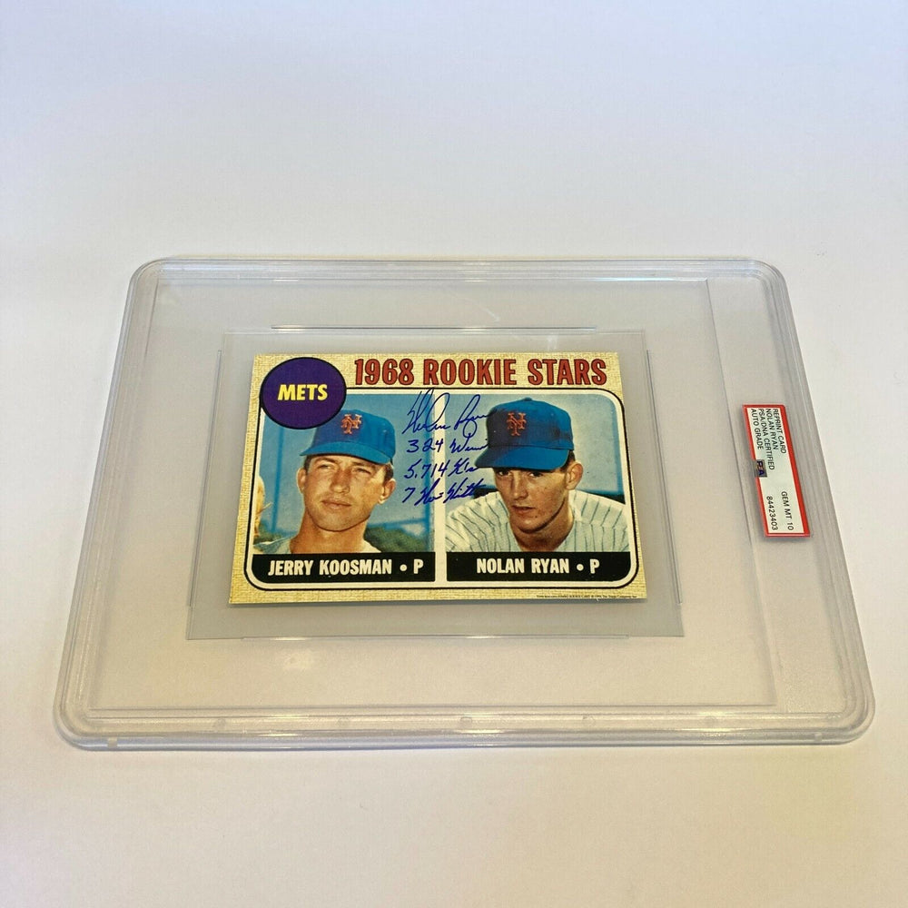 Nolan Ryan Signed Heavily Inscribed Jumbo 1968 Topps RC RP PSA DNA GEM MINT 10