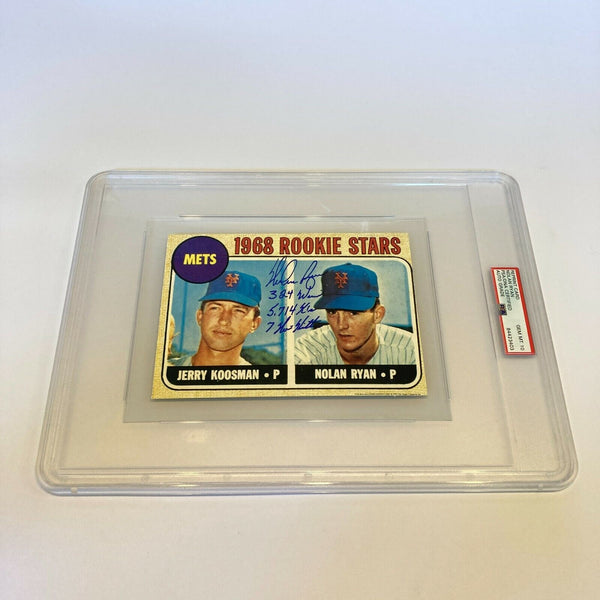 Nolan Ryan Signed Heavily Inscribed Jumbo 1968 Topps RC RP PSA DNA GEM MINT 10