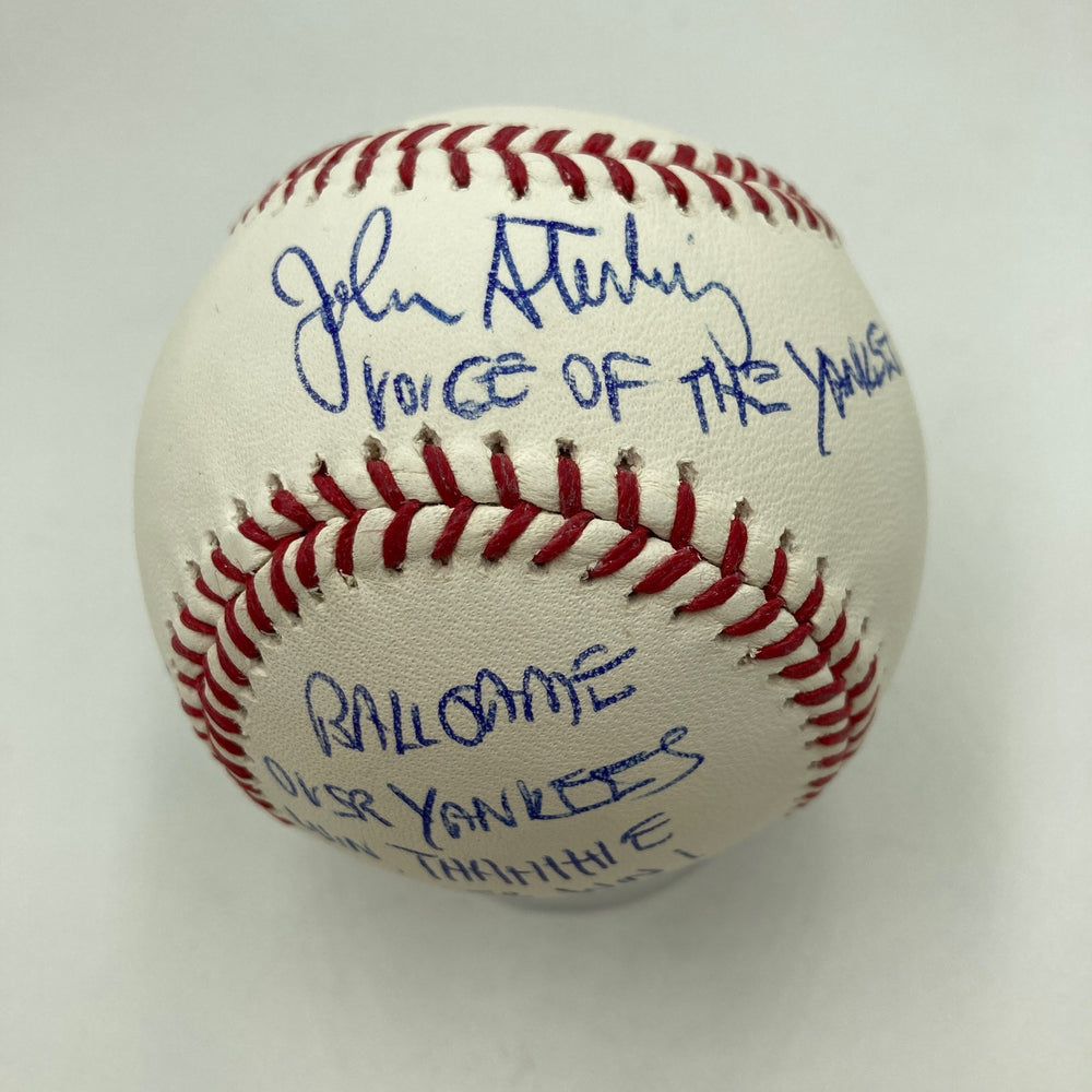 John Sterling Signed Heavily Inscribed STAT Baseball JSA COA RARE!