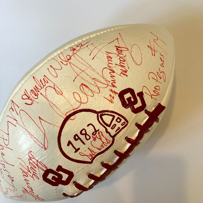 1982 Oklahoma Sooners Team Signed Football 45+ Signatures NCAA