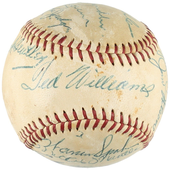 1953 Mickey Mantle Ted Williams Roy Campanella Greenberg HOF Signed Baseball JSA