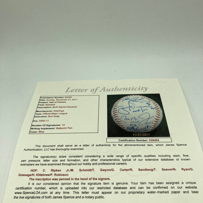 Beautiful HOF Multi Signed Baseball Tony Gwynn Nolan Ryan Tom Seaver Ripken JSA