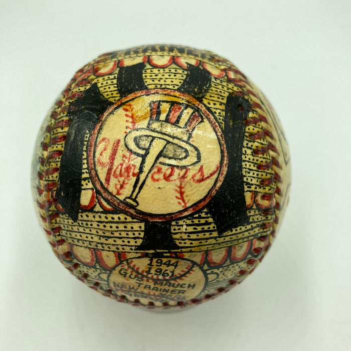 Beautiful Mickey Mantle Hand Painted George Sosnak Folk Art Signed Baseball