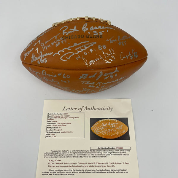 1963 Chicago Bears Super Bowl Champs Team Signed Vintage Football JSA COA