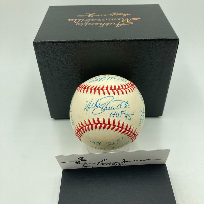 Mike Schmidt Signed Heavily Inscribed Career STAT Baseball Reggie Jackson COA