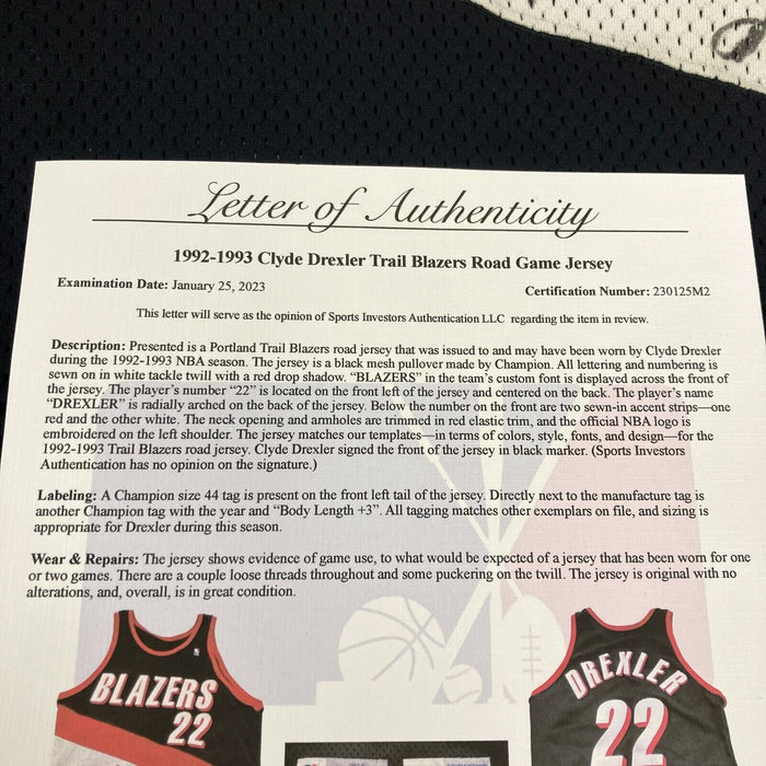 1992-93 Clyde Drexler Signed Game Used Portland Trail Blazers Jersey JSA COA