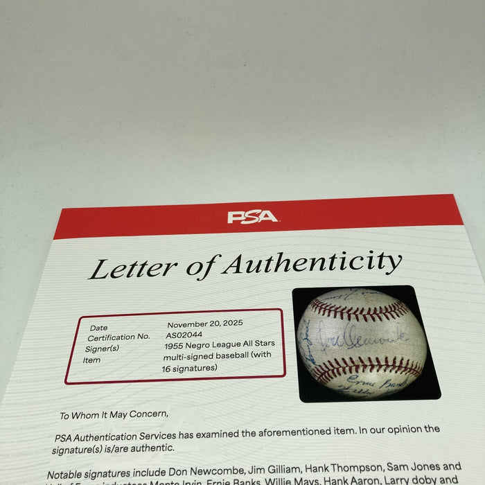 Alex Pompez Willie Mays 1955 Negro League All Star Game Signed Baseball PSA DNA