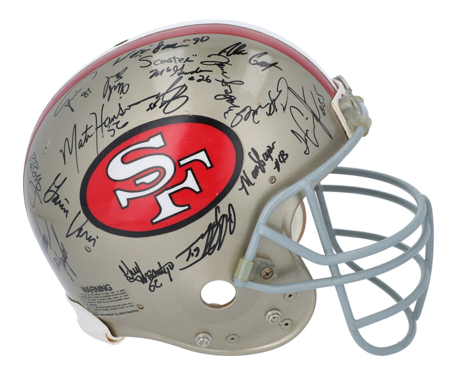 1992 San Francisco 49ers Team Signed Full Size Game Model Helmet Beckett COA