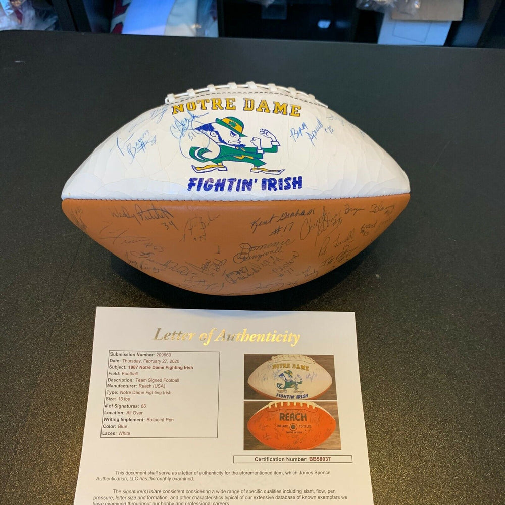 Notre Dame Fighting Irish Legends Multi Signed Football 66 Sigs With JSA COA