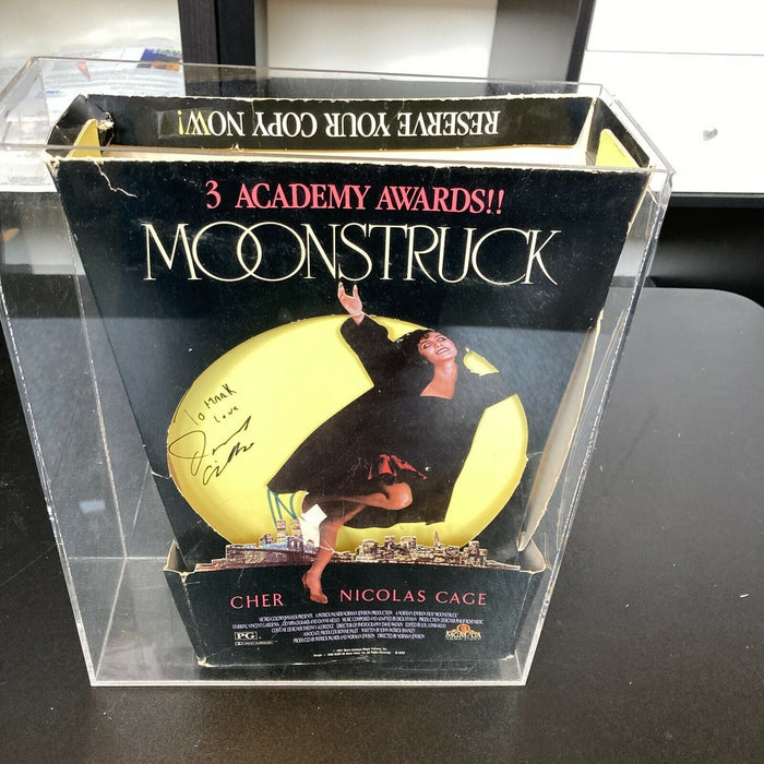 Cher & Nicolas Cage Moonstruck Cast Signed Original Advertising Display JSA COA
