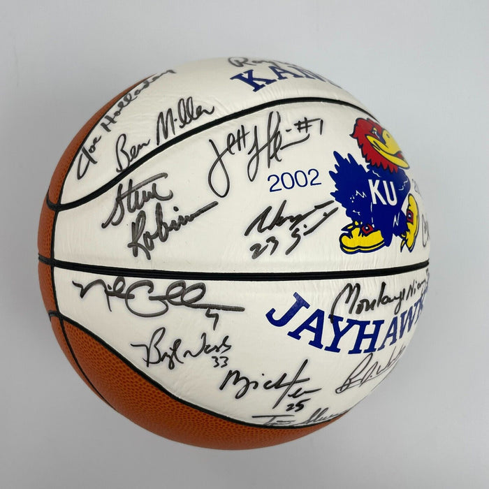 2002-03 Kansas Jayhawks Team Signed Basketball NCAA Champs Runner Up JSA COA