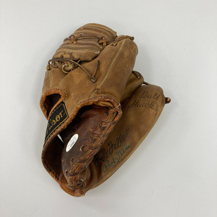 Bob Feller Signed 1940's Wilson Game Model Baseball Glove JSA COA