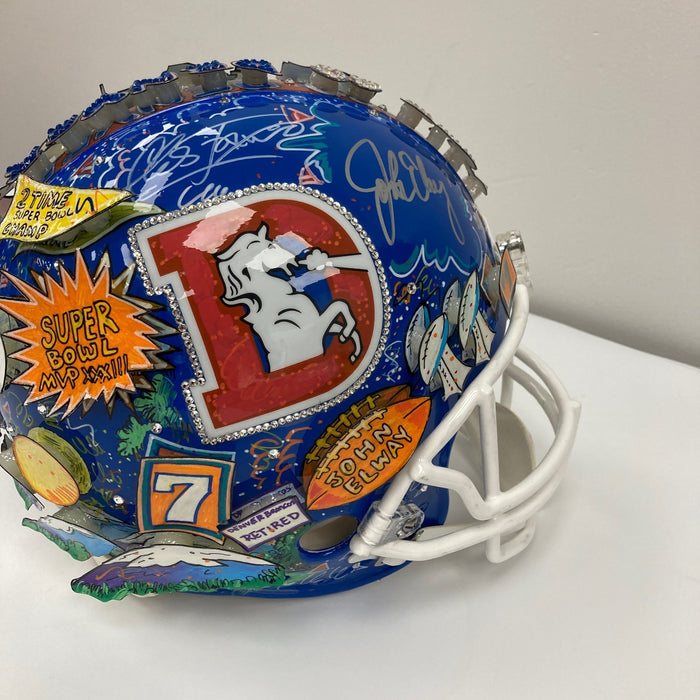 Beautiful John Elway Signed Charles Fazzino Pop Art Denver Broncos Helmet W/COA