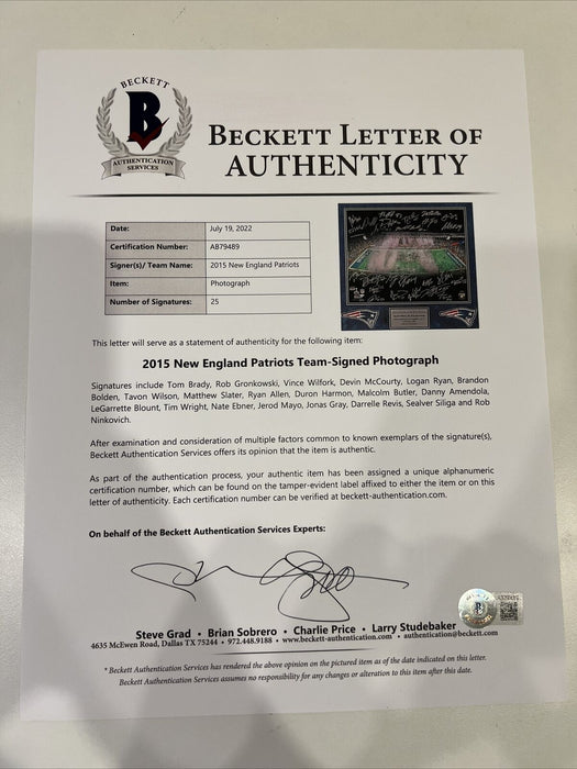 2014 New England Patriots Super Bowl Champs Team Signed Photo Tom Brady Beckett