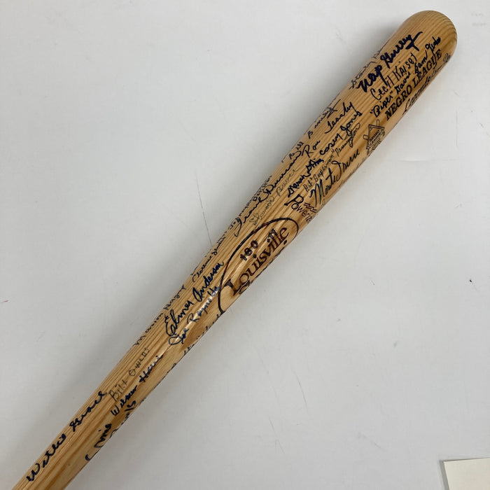 Willie Mays Hank Aaron Negro League Legends Signed Baseball Bat 65 Sigs JSA