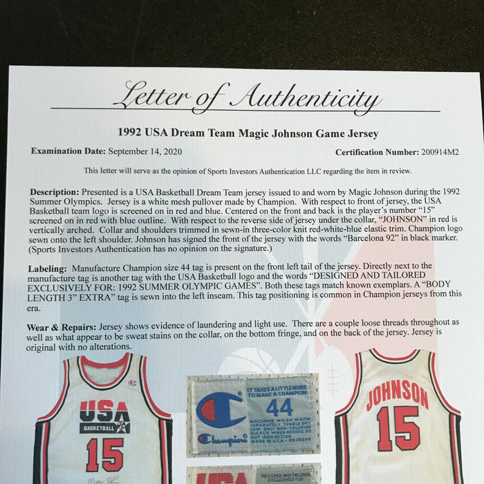 1992 Magic Johnson Team USA Olympics Jersey.