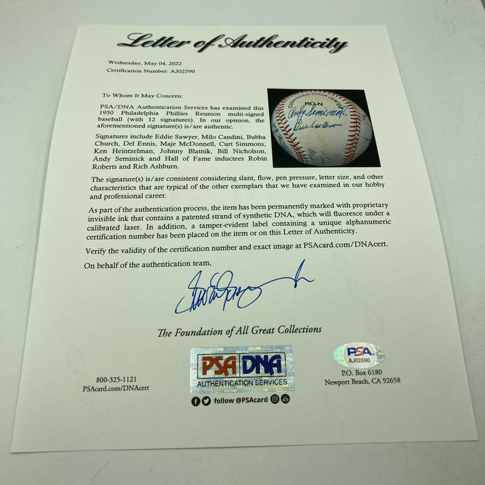 1950 Philadelphia Phillies Whiz Kids NL Champions Team Signed Baseball PSA DNA