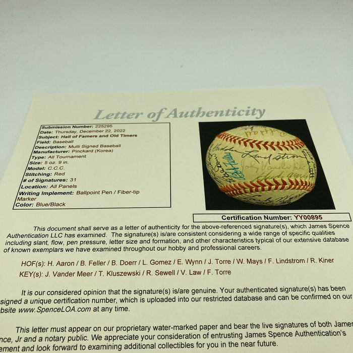 Willie Mays Hank Aaron 1970's Hall Of Fame Multi Signed Baseball 31 Sigs JSA COA