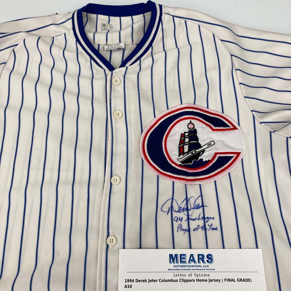 1994 Derek Jeter Signed Columbus Clippers Yankees Game Used Jersey MEARS A10 COA