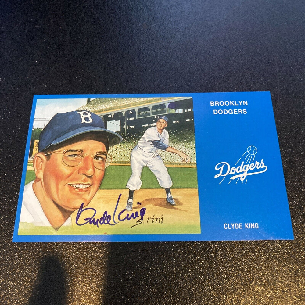 Clyde King Signed Autographed Vintage Brooklyn Dodgers Postcard