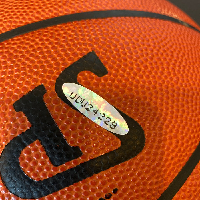 1986-87 Los Angeles Lakers NBA Champs Team Signed Basketball UDA Upper Deck COA